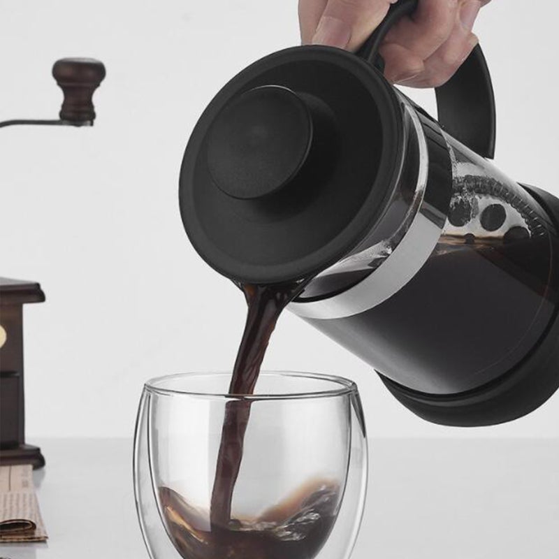 French Press Coffee Maker: 1000ml 4-Minute Brew - Premium Borosilicate Glass Great Filtration for Home Coffee Lovers Cold Brew Hot Chocolate - Image 3