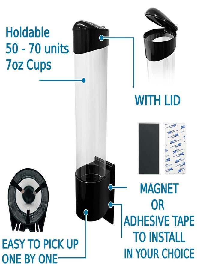 Japard Cup Dispenser Holder for Water Cooler Wall Mounted with Magnet for Wall Mount, 4oz - 7oz Paper Plastic Cups Cones for Home Bathroom Office Hospital Black - Image 3