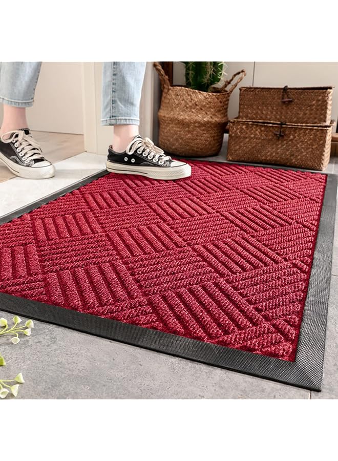 The Bros Door Mat Welcome Mats, Indoor and Outdoor Rug Door Mats Non-Slip Rubber Backing, Entrance Rugs, Front Welcome Mat Doormat for Home Entrance, Outside Entry, Yard, Floor (Red) - Image 1