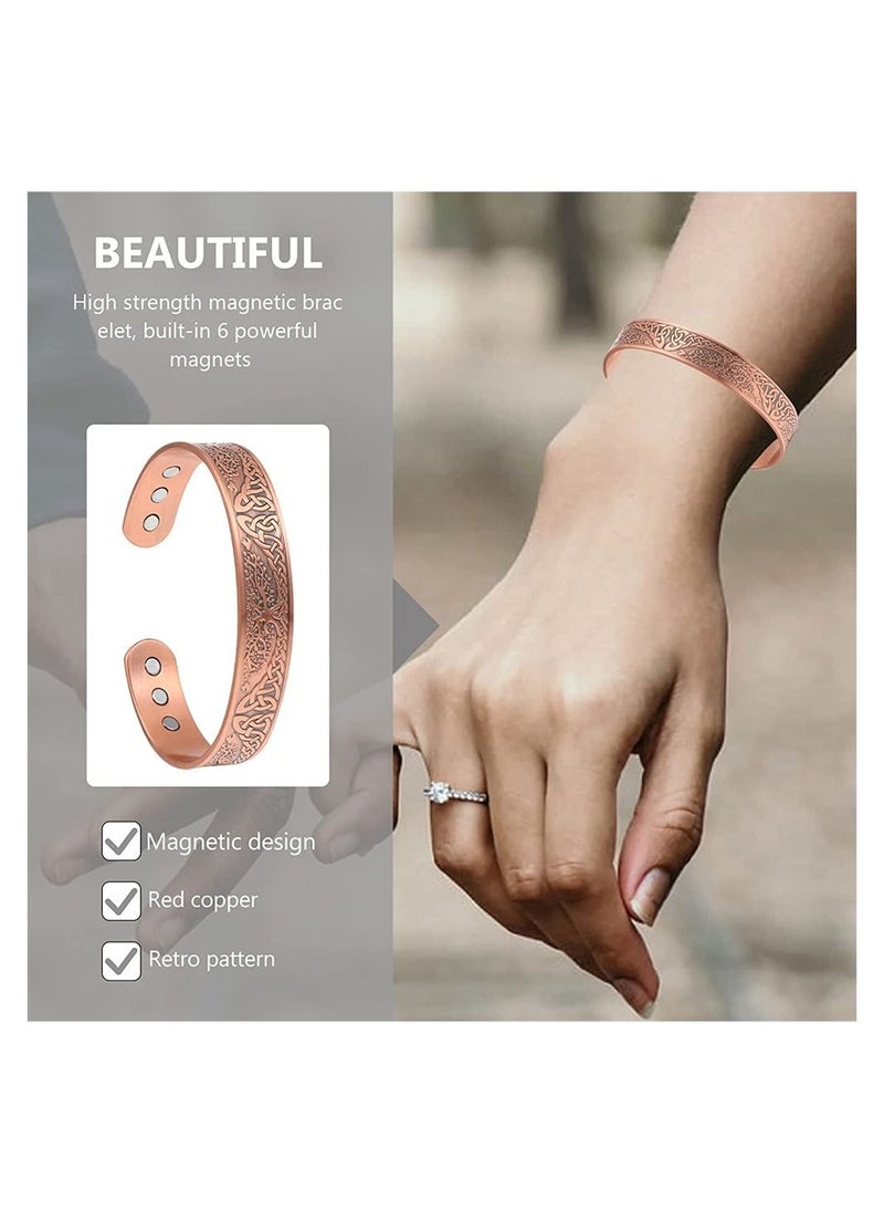 SYOSI - Pure Copper Magnetic Bracelet Magnetic Therapy Bracelet Magnetic Healing Bracelet Cuff Bracelet Energy Healing Bracelet for Women Men Joint Pain Arthritis Relief - Image 1