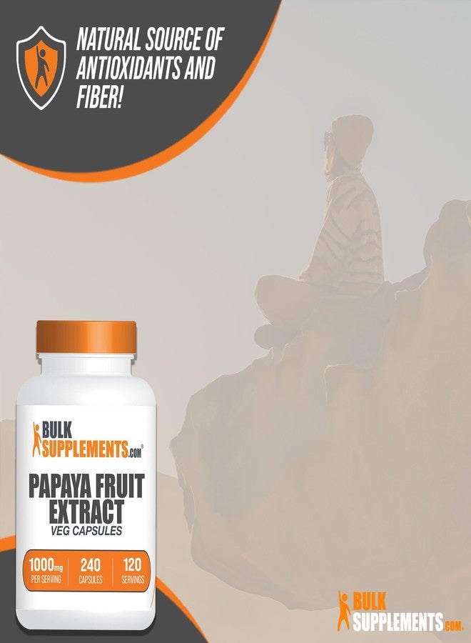بالك سابلمنتس كبسولات مستخلص فاكهة البابايا من BulkSupplements.com - من كاريكا بابايا، مكمل عشبي - خالٍ من الغلوتين، 1000 ملغ، كبسولتان لكل جرعة، 240 كبسولة (عبوة واحدة) - Image 4