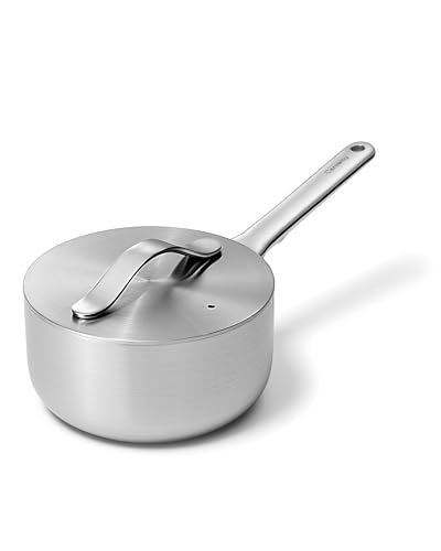 Caraway Stainless Steel Sauce Pan 175 Qt 5Ply Stainless Steel Oven Safe Stovetop Agnostic Non Toxic PTFE PFOA Free - Image 1