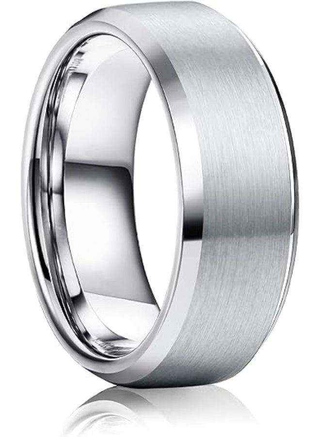 Premium Titanium Steel Ring – Beveled Edge, High-Polish Stainless Steel Mirror Finish Band - Image 1