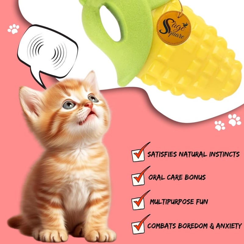 Sage Square Squeaky Rubber Corn Toy for Dogs & Cats: Unleash The Chew Cravings with Loud Squeak, Entertained for Hours, Interactive Rubber Toy, Tugs and Squeezes, Barking Glees, Fun with Corn - Image 5