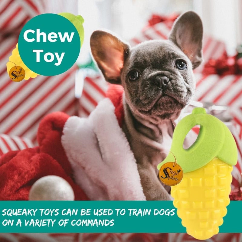 Sage Square Squeaky Rubber Corn Toy for Dogs & Cats: Unleash The Chew Cravings with Loud Squeak, Entertained for Hours, Interactive Rubber Toy, Tugs and Squeezes, Barking Glees, Fun with Corn - Image 3