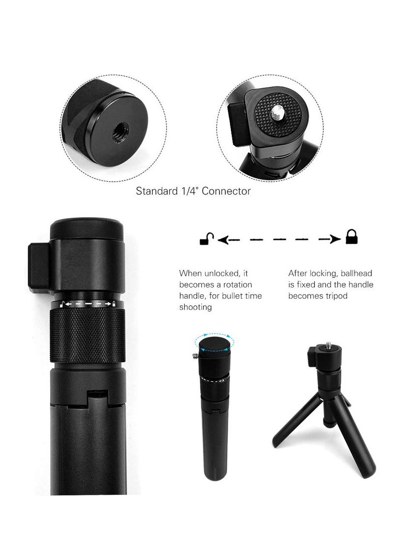 Generic - Action Camera Rotary Handle, Tabletop Tripod Rotating Handle for Insta360 X5/X4/360 Swivel Grip for Selfie/Live Streaming Video with 1/4 Screw Camera Accessories - Image 1