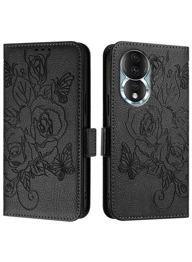 S-TOP Case For Honor 80 5G Embossed Rose RFID Anti-theft Leather Phone Case - Image 2