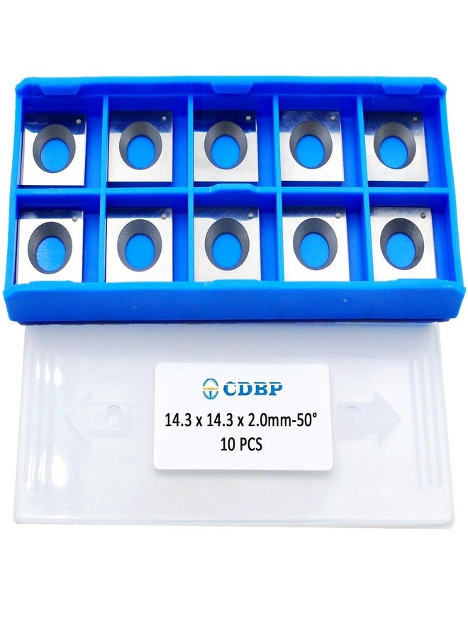 CDBP 14.3mm Square Carbide Inserts Cutters Knives with 2 Cutting Edge 14.3×14.3×2.0mm-50° for King Canada/Rikon/Cutech/Craftex/Magnum/WEN Spiral Cutter Head, 10pcs - Image 1