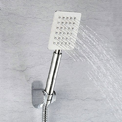 ANMEX ANMEX 9 Long UltraSlim Square Rain Handheld Shower with 15mtr Stainless Steel Shower Tube and Wall Hook Silver  - Image 1