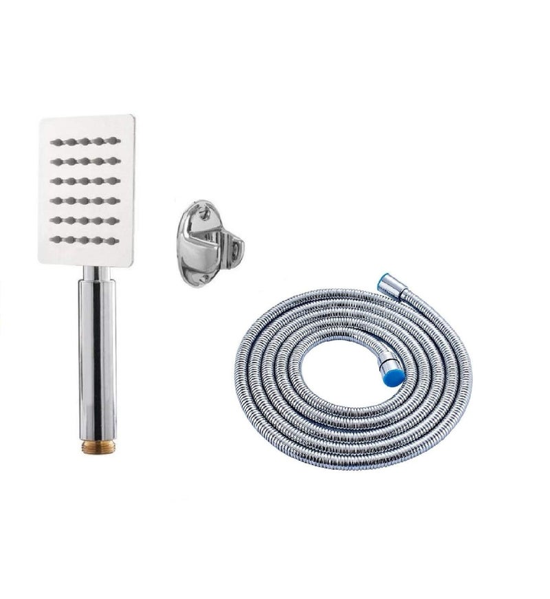 ANMEX ANMEX 9 Long UltraSlim Square Rain Handheld Shower with 15mtr Stainless Steel Shower Tube and Wall Hook Silver  - Image 2