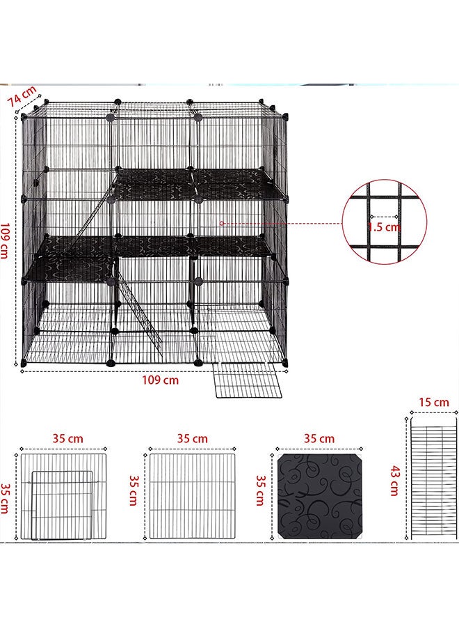 Large Cat Cage  DIY Small Animal Playpen Indoor Detachable Metal Wire Cat Enclosures Kennels Large Exercise Place for 1-3 Cats Rabbit Ferret Small Animals - Image 4