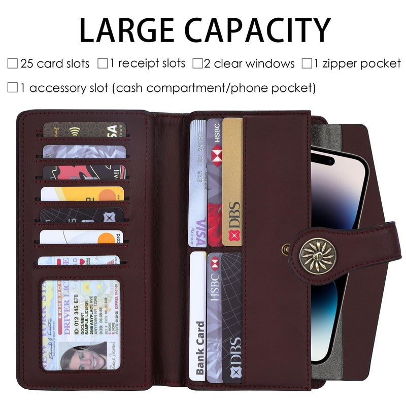 Travelambo Women's Wallet RFID Blocking Trifold Clutch Large Capacity Credit Card Holder Travel Purse - Image 2