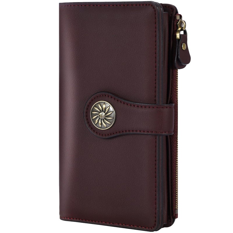 Travelambo Women's Wallet RFID Blocking Trifold Clutch Large Capacity Credit Card Holder Travel Purse - Image 1