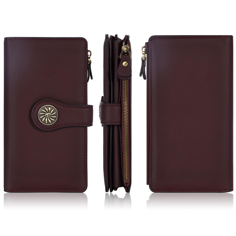 Travelambo Women's Wallet RFID Blocking Trifold Clutch Large Capacity Credit Card Holder Travel Purse - Image 5