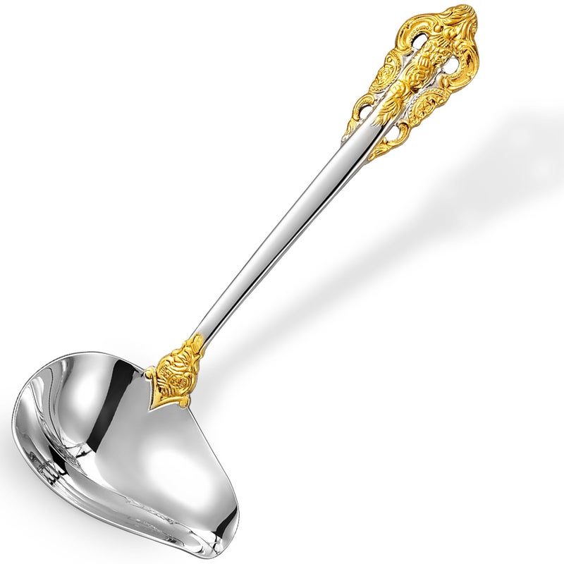 KEAWELL مغرفة صلصة كي أويل الفاخرة 72 من الفولاذ المقاوم للصدأ 1810 مع لمسات ذهبية ملعقة صلصة صغيرة للمنزل متينة وآمنة للغسالة 1