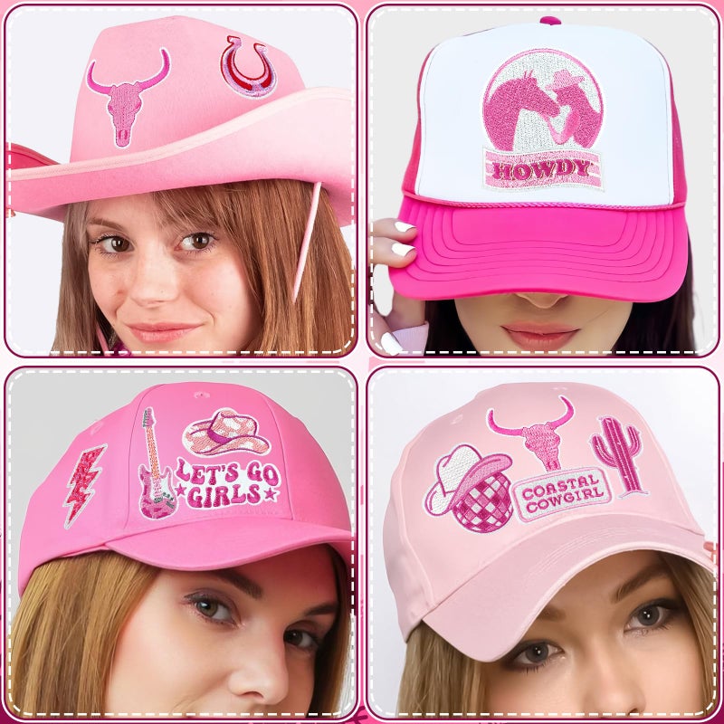 Yaveron 23PCS Western Iron On Patches Pink Cowgirl Embroidered Patches for Hats Jackets Backpacks Clothing - Image 5