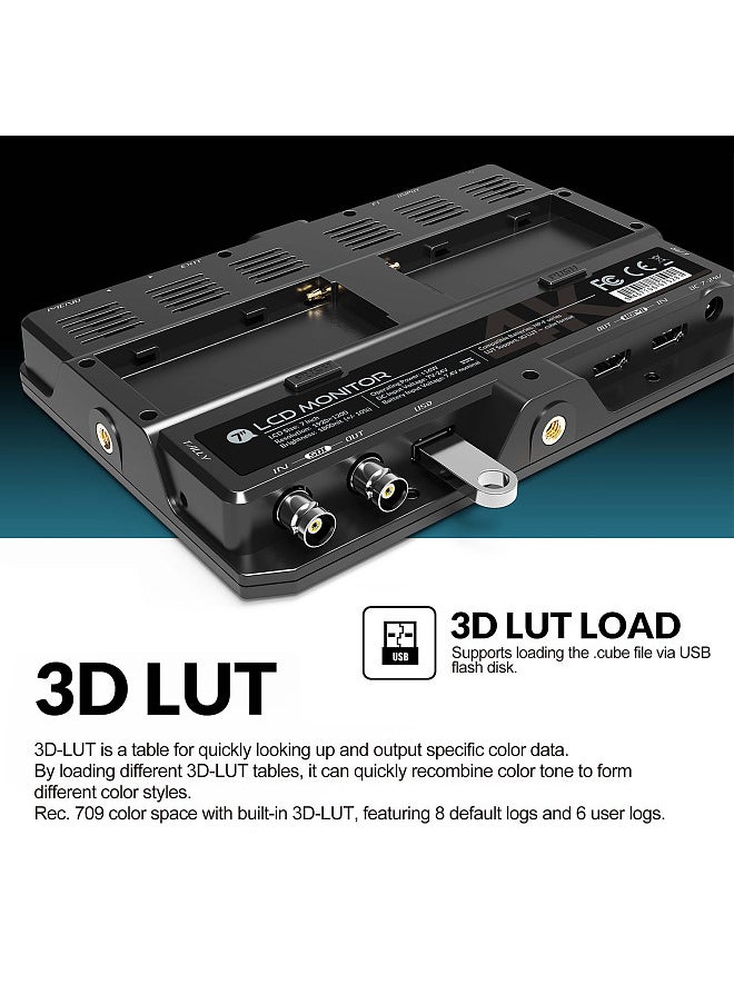 Lilliput - LILLIPUT H7S 7 Inch 4K Ultra Brightness On-Camera Monitor with Full HD Resolution 1800nit Sunlight Viewable 4K-HDMI & 3G-SDI Input Output - Image 1