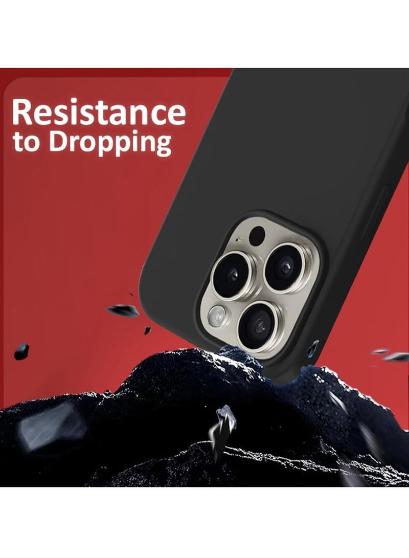 حافظة حماية سائلة من السيليكون لجهاز آيفون 16 برو مع بطانة من الألياف الدقيقة - Image 3