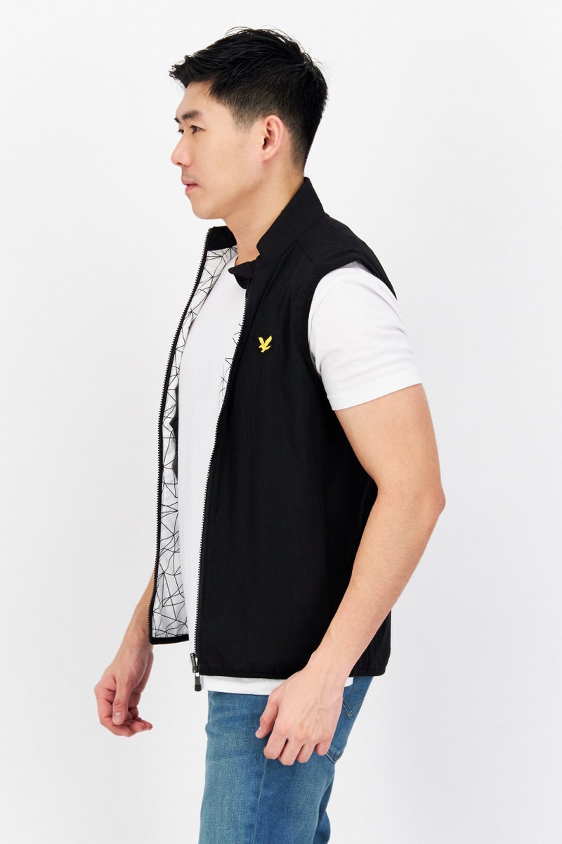 Lyle & Scott Men Band Logo Sleeveless Jackets Vest, Black Combo - Image 3