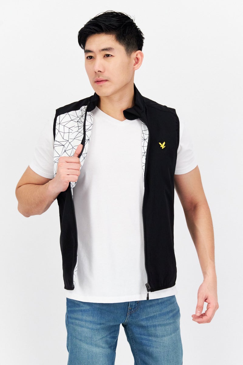 Lyle & Scott Men Band Logo Sleeveless Jackets Vest, Black Combo - Image 1