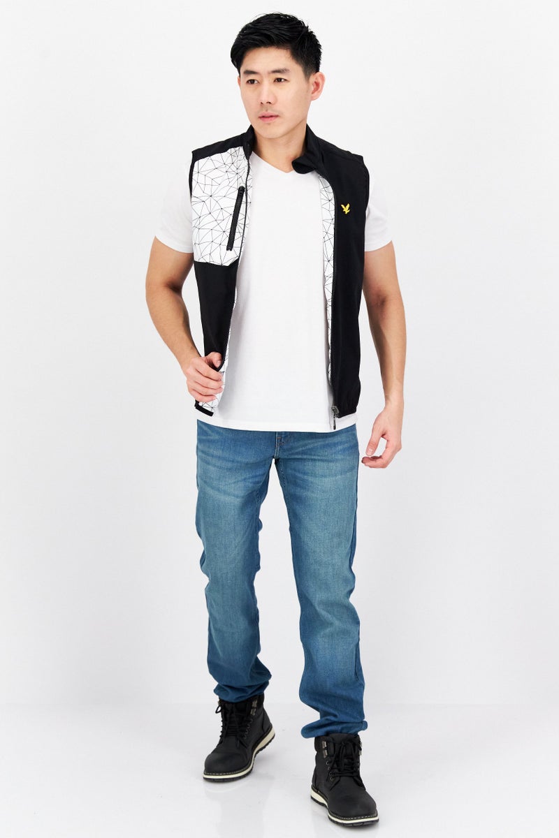 Lyle & Scott Men Band Logo Sleeveless Jackets Vest, Black Combo - Image 4
