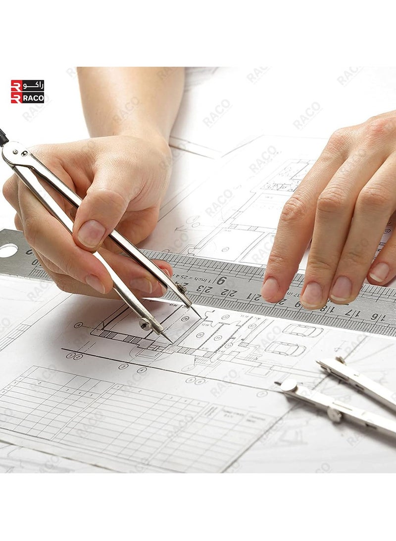 RACO مسطرة ريكو أوكن من الفولاذ المقاوم للصدأ | مقياس SS ثقيل مع جدول تحويل للمدرسة، المكتب، المنزل، المعماريين، المهندسين، ومواد الحرف (40 بوصة، 100 سم، 1 متر) - Image 5