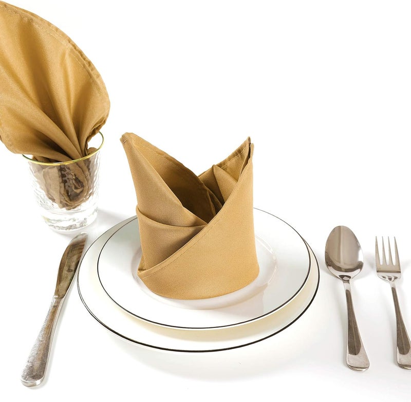 Cupuamon Cloth Napkins 17x17 inch Washable Polyester Dinner Napkins Soft Table Napkins for Wedding Party Dining BanquetGold100PCS - Image 5