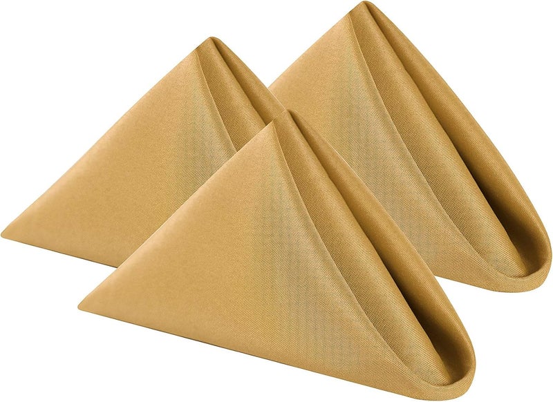 Cupuamon Cloth Napkins 17x17 inch Washable Polyester Dinner Napkins Soft Table Napkins for Wedding Party Dining BanquetGold100PCS - Image 1