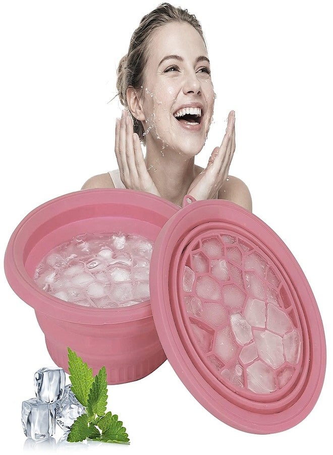 AMIRATE Ice Facial Bowl | Facial Cold Plunge | Collapsible Bowl For Face Ice Bath with Built-In Icetray | Facial Ice Therapy for Acne Relief and Pore Shrinking, Cold Therapy for Home, Travel & Parties (LIGHT PINK) - Image 1