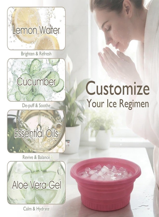 AMIRATE Ice Facial Bowl | Facial Cold Plunge | Collapsible Bowl For Face Ice Bath with Built-In Icetray | Facial Ice Therapy for Acne Relief and Pore Shrinking, Cold Therapy for Home, Travel & Parties (LIGHT PINK) - Image 3