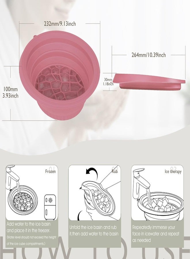 AMIRATE Ice Facial Bowl | Facial Cold Plunge | Collapsible Bowl For Face Ice Bath with Built-In Icetray | Facial Ice Therapy for Acne Relief and Pore Shrinking, Cold Therapy for Home, Travel & Parties (LIGHT PINK) - Image 2