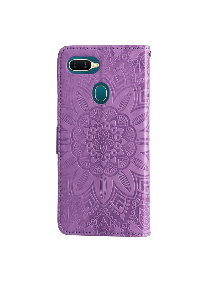 S-TOP Case For OPPO A7 / A5s Embossed Sunflower Leather Phone Case - Image 2
