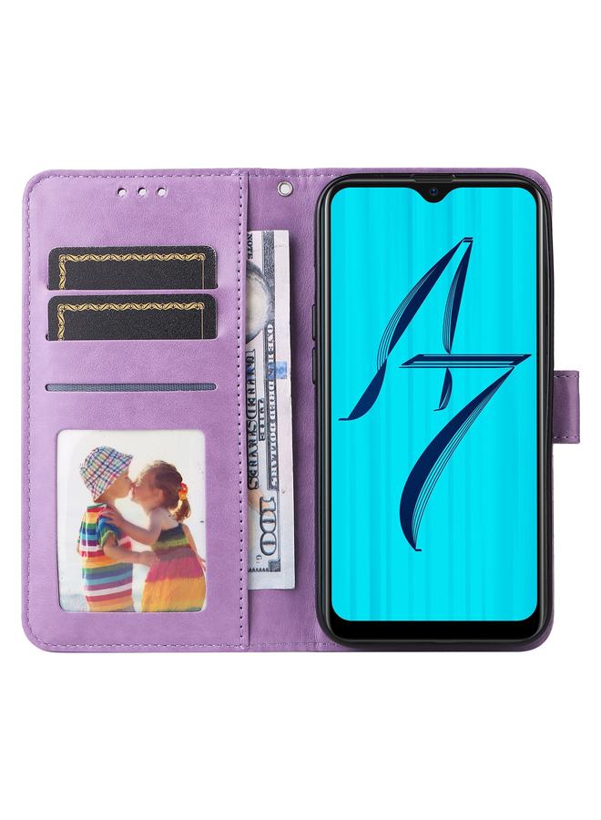 S-TOP Case For OPPO A7 / A5s Embossed Sunflower Leather Phone Case - Image 3