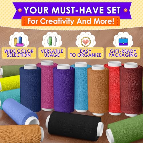 Luxbon 36 Bright Colors Sewing Thread Set - 250 Yards Spool Thread for Sewing Made of Strong Polyester, Multipack for Versatile Usage, Hand and Machine Needlework - Storing Case for Neat Organization - Image 4