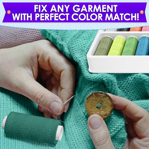 Luxbon 36 Bright Colors Sewing Thread Set - 250 Yards Spool Thread for Sewing Made of Strong Polyester, Multipack for Versatile Usage, Hand and Machine Needlework - Storing Case for Neat Organization - Image 5