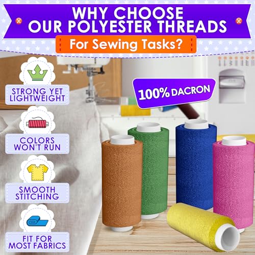 Luxbon 36 Bright Colors Sewing Thread Set - 250 Yards Spool Thread for Sewing Made of Strong Polyester, Multipack for Versatile Usage, Hand and Machine Needlework - Storing Case for Neat Organization - Image 3