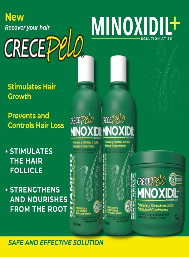 Crece Pelo Minoxidil 2% Shampoo Preventive - Hair Loss Treatment for Men & Women - Stimulates Regrowth with Biotin & Keratin - Thickens, Strengthens, Repairs - 12.5 oz - NDC: 78192-401 - Image 2