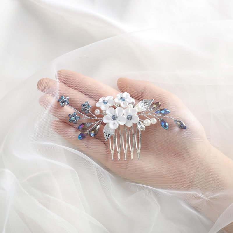 EARENT Navy Blue Wedding Hair Accessories Flower Hair Combs for Women and Bride - Image 2