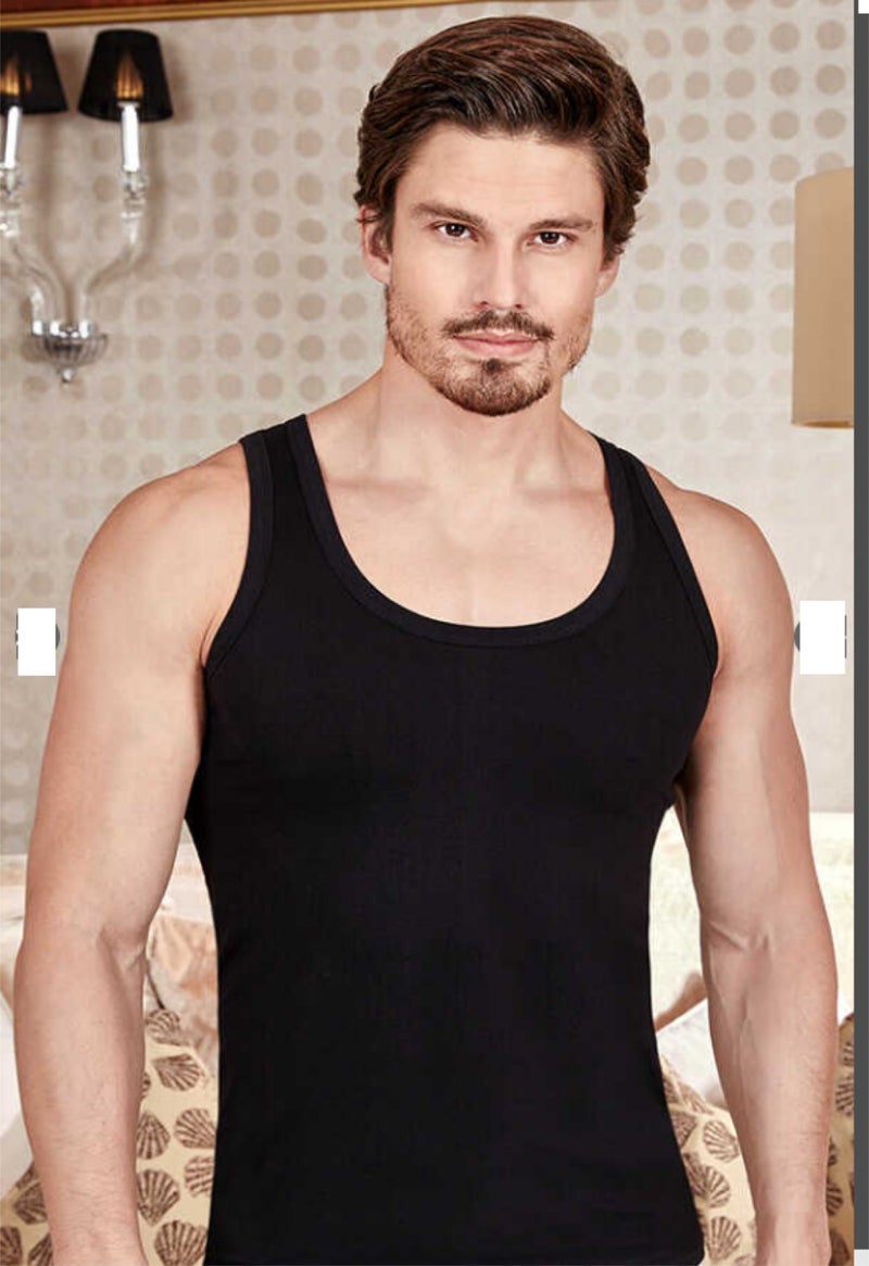 Berrak 1022 Black Jersey Men's 6-Pack Special Stitched Undershirt 100% Cotton