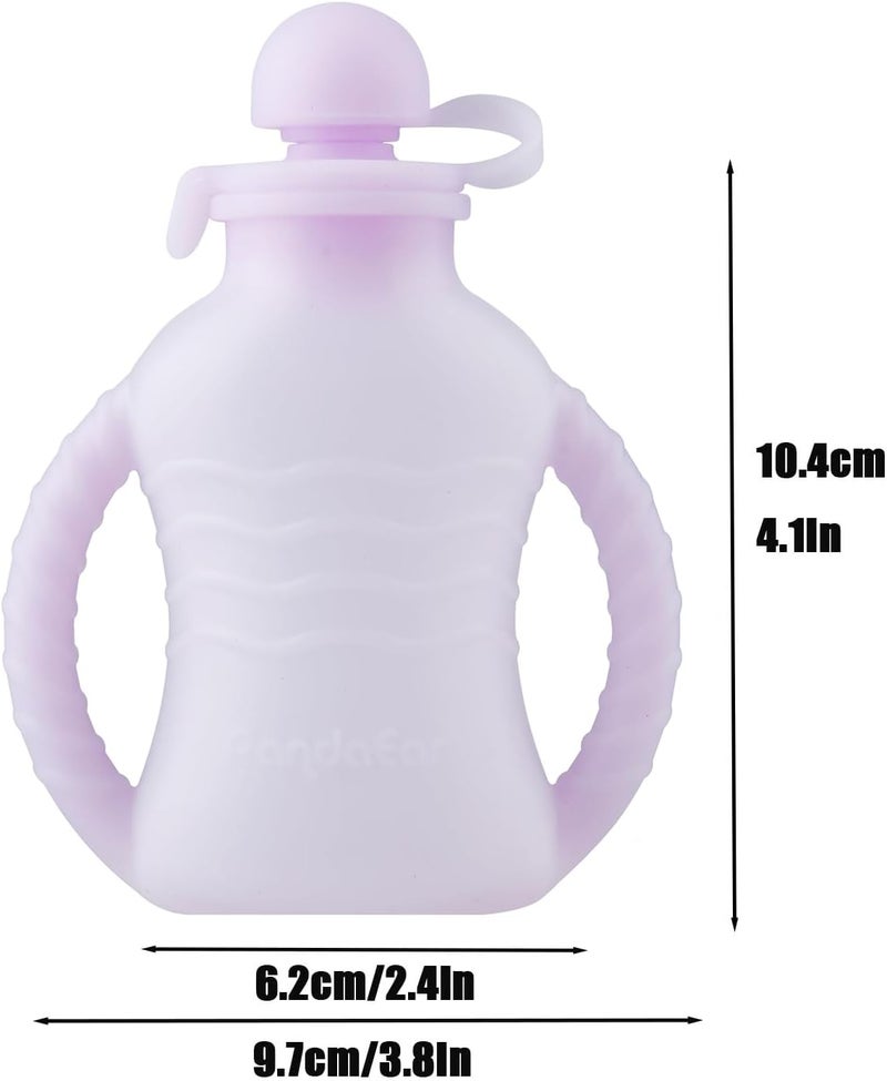 PandaEar 3 Pack Reusable Silicone Baby Food Pouches with 3 Puree Feeder Spoons & Funnel | 4oz Toddler Food Storage Pouch with Handle | BPA-Free Baby Squeeze Pouches for Homemade Purees - Image 5