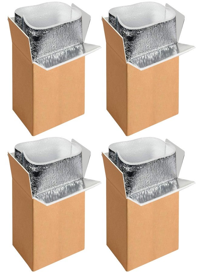 YSSOA 4 Pack Insulated Shipping Boxes with Aluminum Foil Liner,Thermal Insulation Cold Pack Shipping Boxes for Frozen, Reusable Styrofoam Cooler Box, Small Mailing Box, 6’’X5’’X9’’ - Image 1