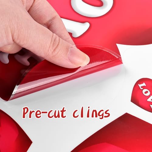 Bunny Chorus Valentines Day Decorations Window Clings: 8 Sheets Large 3D Red Pink White Heart Valentine Window Clings, Embossed Love XOXO Plaid Heart Decals for Kids Home Office Classroom Wedding Birthday Party - Image 3