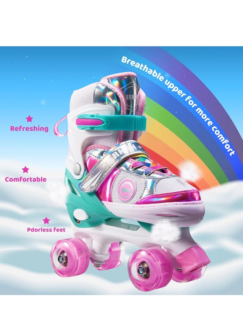 Bluejw Double Row Roller Skates for Kids Adjustable Size Breathable Design Fun Outdoor Sports Activity for Children Boys and Girls Four Wheel Roller Skating Shoes Size Available Small and Medium - Image 3