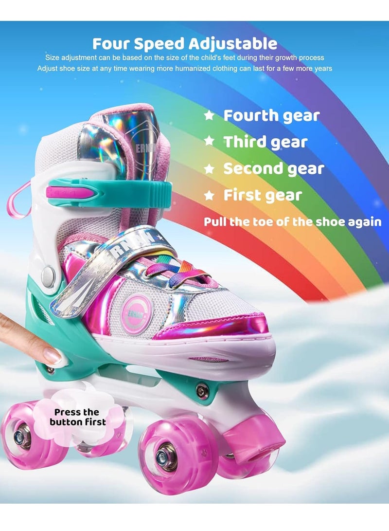 Bluejw Double Row Roller Skates for Kids Adjustable Size Breathable Design Fun Outdoor Sports Activity for Children Boys and Girls Four Wheel Roller Skating Shoes Size Available Small and Medium - Image 2