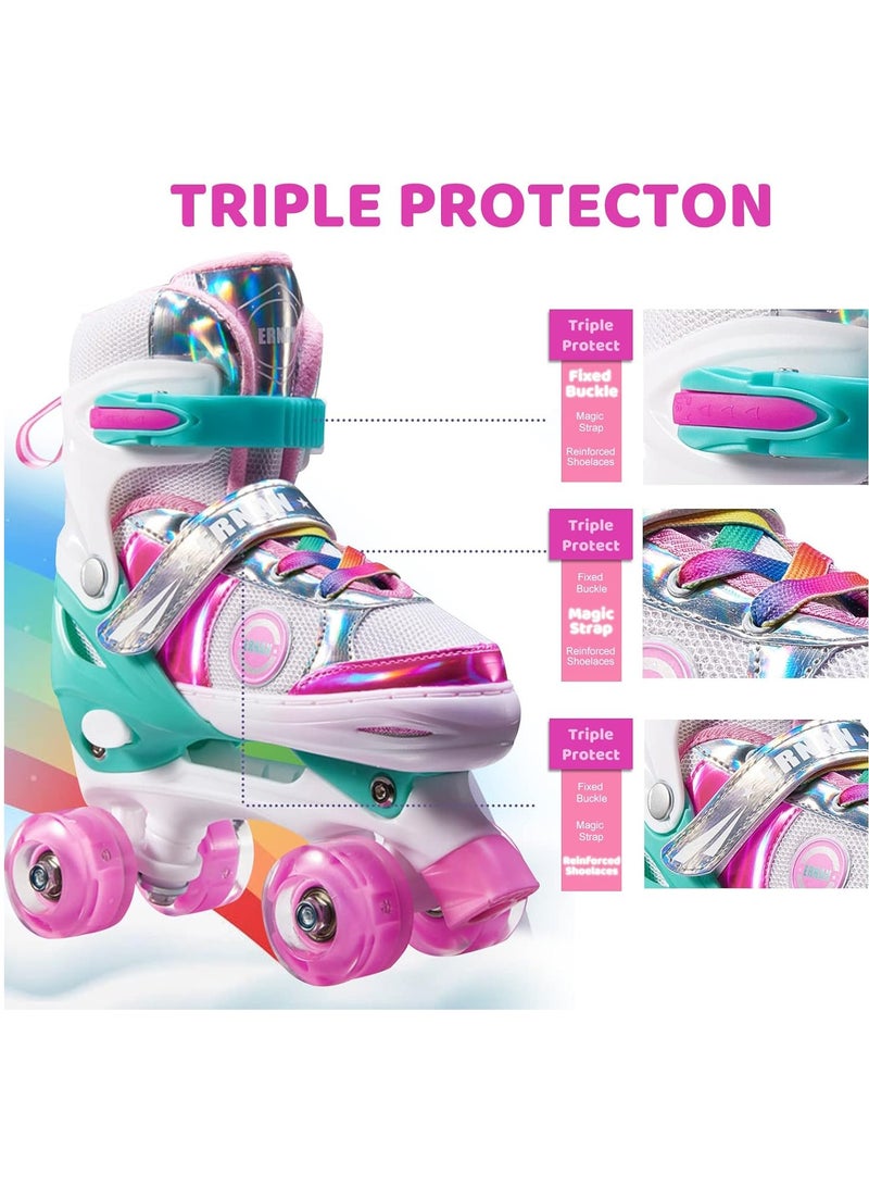 Bluejw Double Row Roller Skates for Kids Adjustable Size Breathable Design Fun Outdoor Sports Activity for Children Boys and Girls Four Wheel Roller Skating Shoes Size Available Small and Medium - Image 4