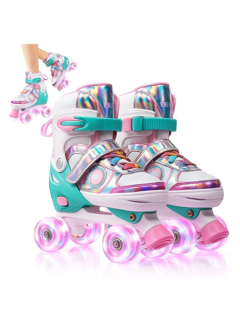 Bluejw Double Row Roller Skates for Kids Adjustable Size Breathable Design Fun Outdoor Sports Activity for Children Boys and Girls Four Wheel Roller Skating Shoes Size Available Small and Medium - Image 1
