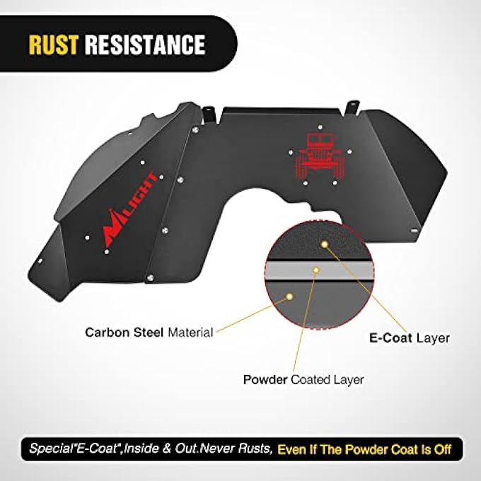 ريحني غطاء عجلة الرفرف الداخلية الأمامية مناسب 20182024 لدراجة JL JL JL JT JT 4 Door وبابين واقيات رذاذ من طراز BoltOn Unlimited - Image 5