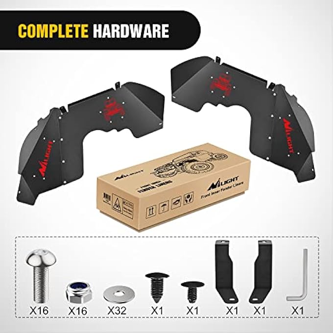 ريحني غطاء عجلة الرفرف الداخلية الأمامية مناسب 20182024 لدراجة JL JL JL JT JT 4 Door وبابين واقيات رذاذ من طراز BoltOn Unlimited - Image 4