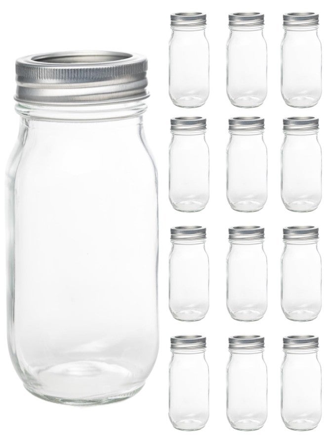 Yodecy 12 Pack 16oz Mason Jars, Regular Mouth jars with Silver Metal Lids, Canning Jars for Overnight Oats, Food Storage, Dry Food, Snacks, Candies and More - Image 1