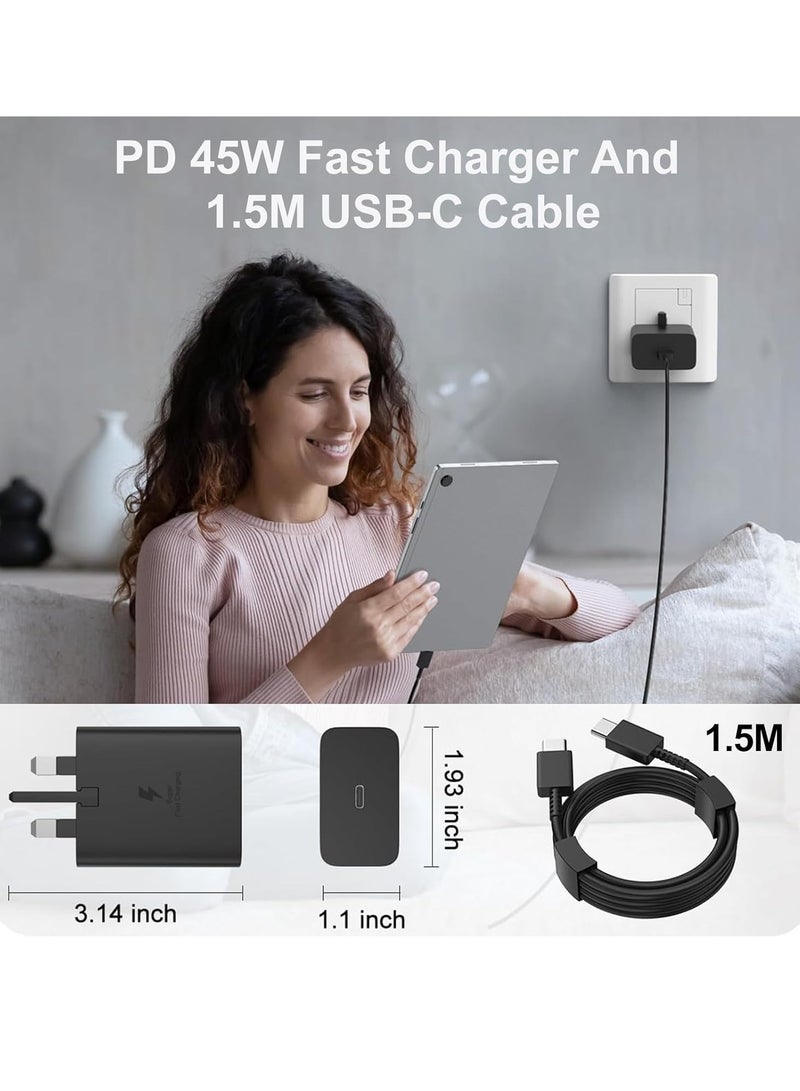 ELTRAZONE Samsung 45W Fast Charger Type-C with 2PCS 5FT USB-C Cables – Black - Image 5